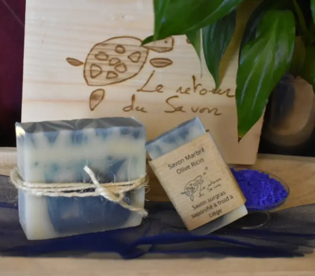 Marbré olive ricin (sans huiles essentielles) - ECHANTILLON (1 par personne)